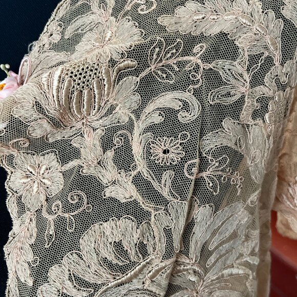 vintage coquette babydoll rosette fairy bow boudoir shrug crop lace jacket - Picture 2 of 7